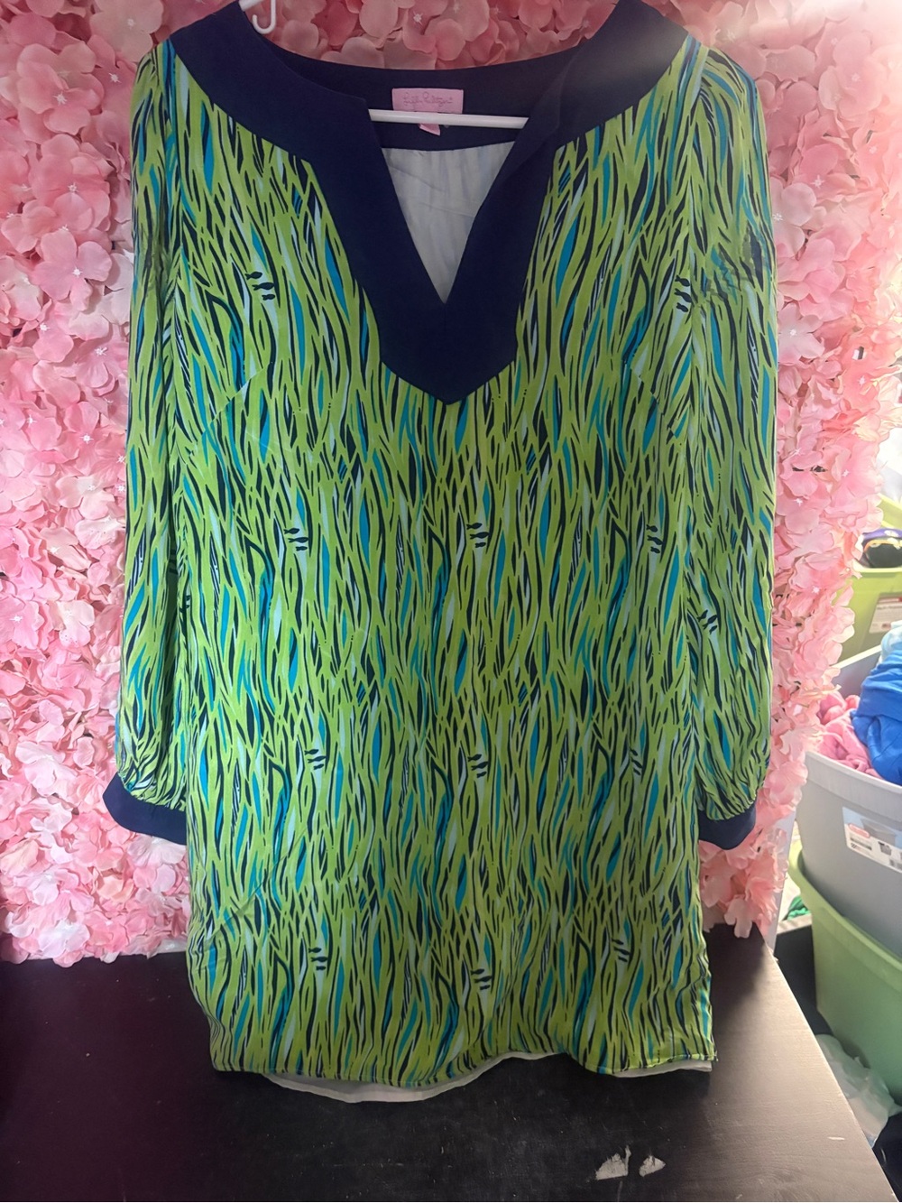 Lilly Pulitzer size 6 green blue fish silk dress
